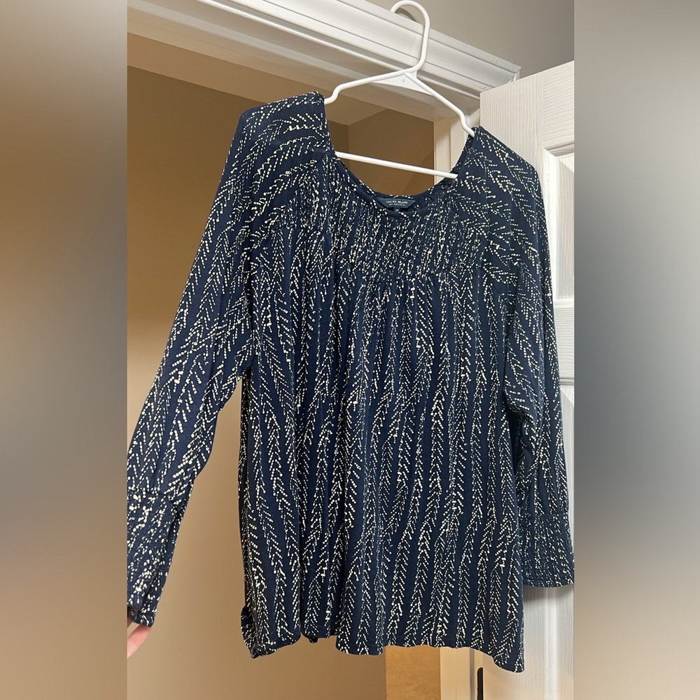 Lucky Brand 3x Navy and White Patterned Top
